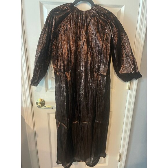 Tuckernuck Hyacinth House Dorinda Plisse Midi Dress Bronze - Picture 7 of 7